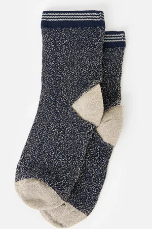 Oliver Bonas Navy & Gold Glitter Ankle Socks
