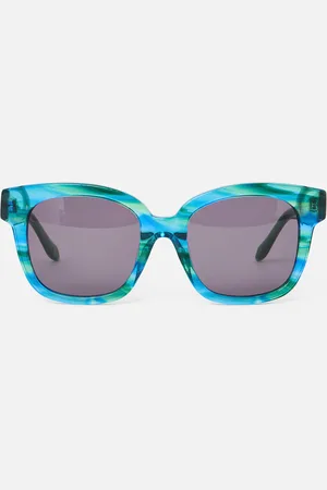 Oliver Bonas & Blue Marbled Square Acetate Sunglasses