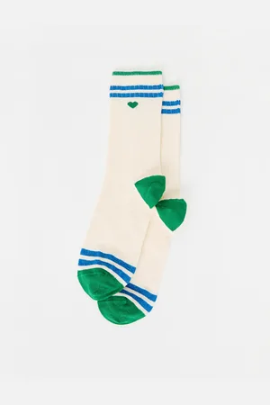Oliver Bonas Cream & Heart Sporty Ankle Socks