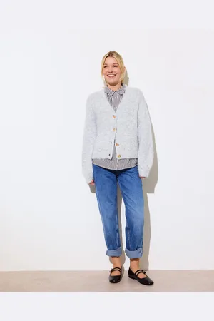 Oliver Bonas Pointelle V-Neck Knitted Cardigan, size 16