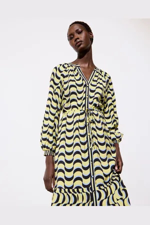 Oliver Bonas Wave Geometric Tiered Midi Dress, size 8