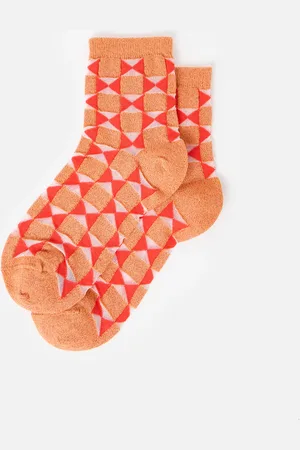 Oliver Bonas & Red Geometric Ankle Socks
