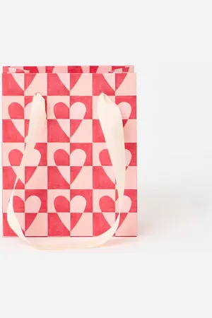 Oliver Bonas Pink Geometric Heart Gift Bag Small