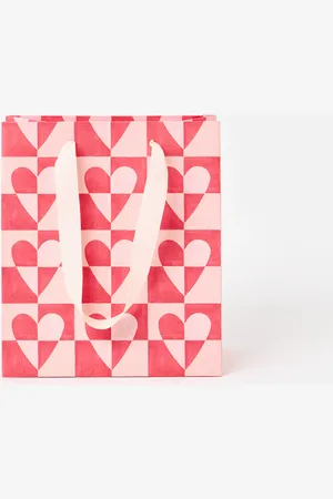 Oliver Bonas Pink Geometric Heart Gift Bag Medium