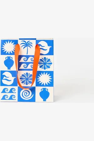 Oliver Bonas Summer Tile Blue Gift Bag Medium