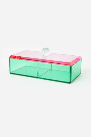 Oliver Bonas Lidded Green Glass Jewellery Box