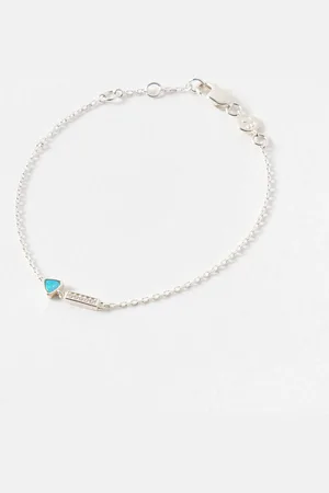 Oliver Bonas Oriana Opalite Charm Silver Chain Bracelet