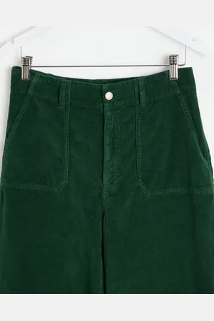 Oliver Bonas Olive Corduroy Cropped Wide Leg Trousers, size 16