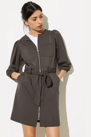 Oliver Bonas Khaki Zip Up Mini Dress, size 10