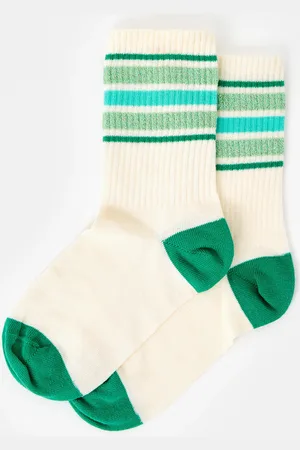 Oliver Bonas Cream & Striped Sporty Ankle Socks