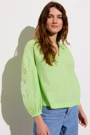 Oliver Bonas Embroidered Floral Sleeve V-Neck Blouse, size 14