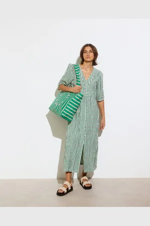 Oliver Bonas Gingham V-Neck Midi Dress, size 12