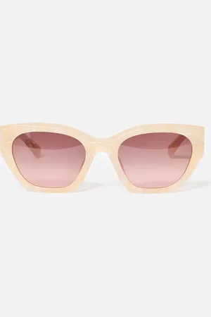 Oliver Bonas Marbled Angled Cat Eye Acetate Sunglasses