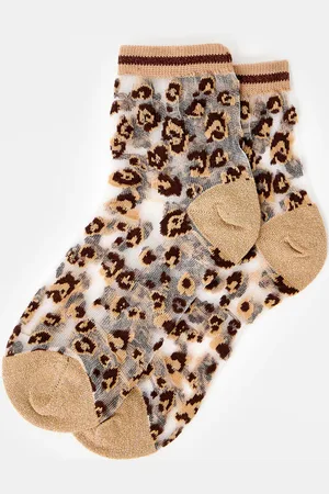 Oliver Bonas Leopard Print Sheer Ankle Socks