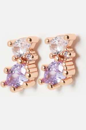 Oliver Bonas Esme Clear & Purple Stone Stud Earrings