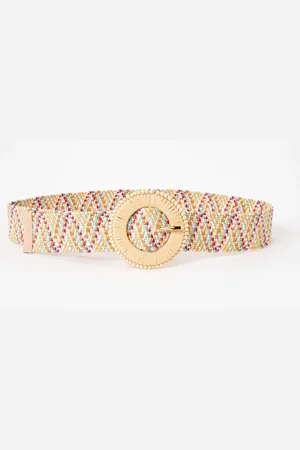 Oliver Bonas Natural & Rainbow Woven Jeans Belt, size Large