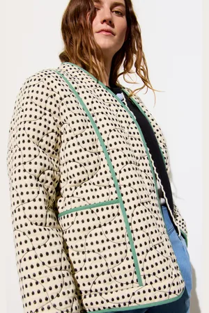 Oliver Bonas Cream & Black Spot Embroidered Quilted Jacket, size 6