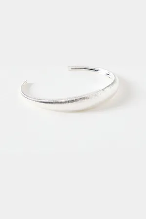 Oliver Bonas Gill Grooved Lines Plated Cuff Bangle