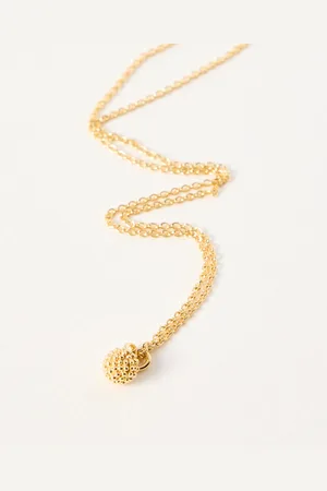 Oliver Bonas Elsie Textured Round Drop Plated Pendant Necklace