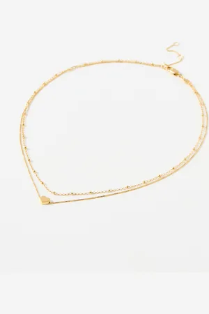 Oliver Bonas Obi Heart Gold Plated Layered Pendant Necklace
