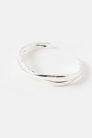 Oliver Bonas Petra Puffy Cross Over Plated Cuff Bangle