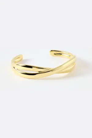 Oliver Bonas Petra Puffy Cross Over Plated Cuff Bangle