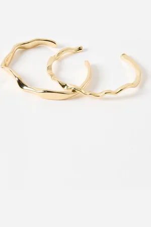 Oliver Bonas Rina Wavy Tone Cuff Bangles Set of Two