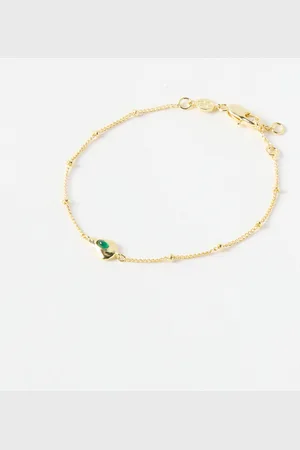 Oliver Bonas Fern Green Onyx Charm Gold Plated Chain Bracelet