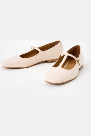 Oliver Bonas Mary Jane Ecru Patent Leather Shoes, size UK 4