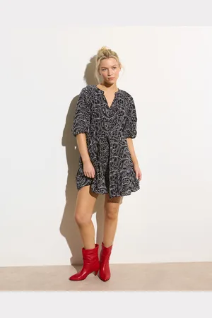 Oliver Bonas & White Contrast Broderie Tiered Mini Dress, size 8