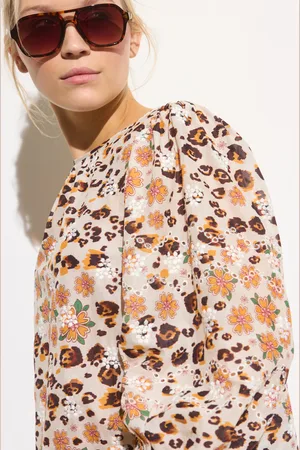 Oliver Bonas Floral Leopard Print Blouse, size 18