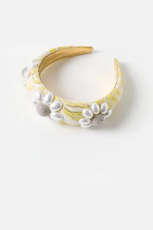 Oliver Bonas Justine Faux Pearl & Gem Floral Statement Headband