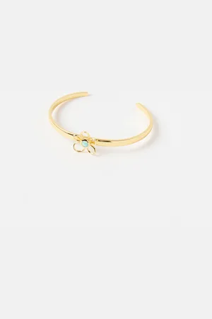 Oliver Bonas Alyssa Opalite Flower Gold Plated Cuff Bangle