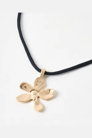 Oliver Bonas Cece Cord Flower Pendant Necklace