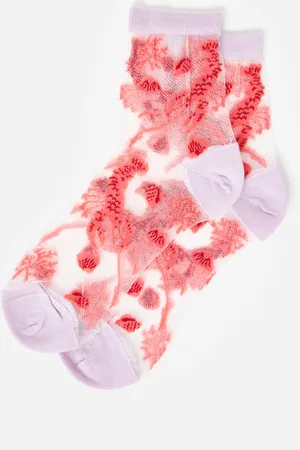 Oliver Bonas Pink Lobster Sheer Ankle Socks