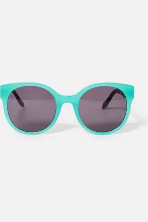 Oliver Bonas Turquoise Faux Tortoiseshell Round Acetate Sunglasses