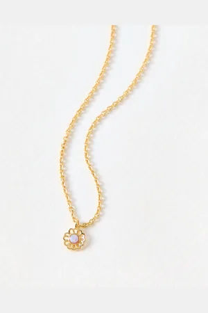 Oliver Bonas Dahlia Plated Opalite Flower Charm Necklace