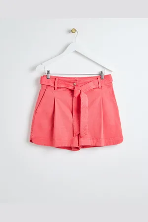 Oliver Bonas Coral Pink Tie Waist Shorts, size 18