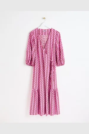 Oliver Bonas Crescent Print V-Neck Wrap Midi Dress, size 8