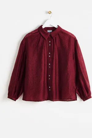 Oliver Bonas Textured Button Down Sheer Blouse, size 6