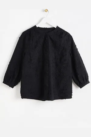 Oliver Bonas Embroidered Floral Broderie Blouse, size 6