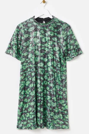Oliver Bonas Leopard Print Sequin Mini Dress, size 6