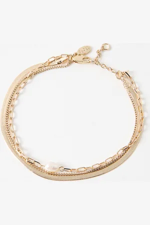 Oliver Bonas Rosalind Layered Gold Tone Freshwater Pearl Anklet