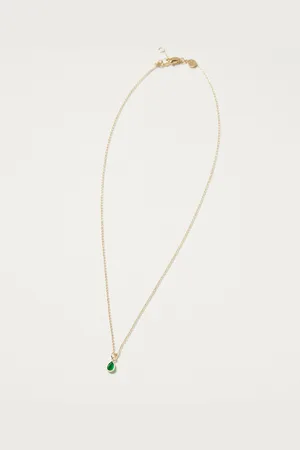 Oliver Bonas Auden Green Onyx & Gold Plated Drop Pendant Necklace