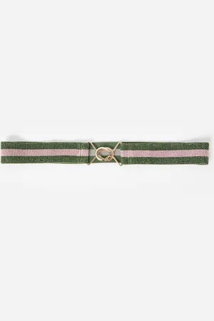Oliver Bonas & Pink Striped Sparkle Elastic Waist Belt, size Small