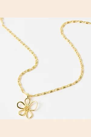 Oliver Bonas Alyssa Plated Flower Pendant Necklace