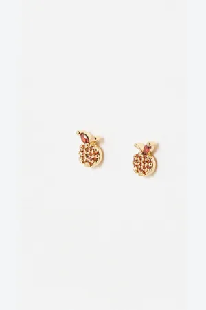 Oliver Bonas Aurora Tiny Apple Gold Tone Stud Earrings