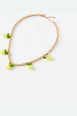 Oliver Bonas Cita Lemon Charm Chain Necklace