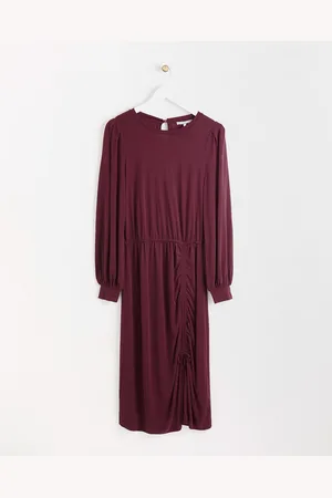 Oliver Bonas Wine Drawstring Midi Dress, size 6