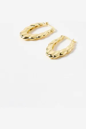 Oliver Bonas Pippa Wavy Plated Oval Hoop Earrings